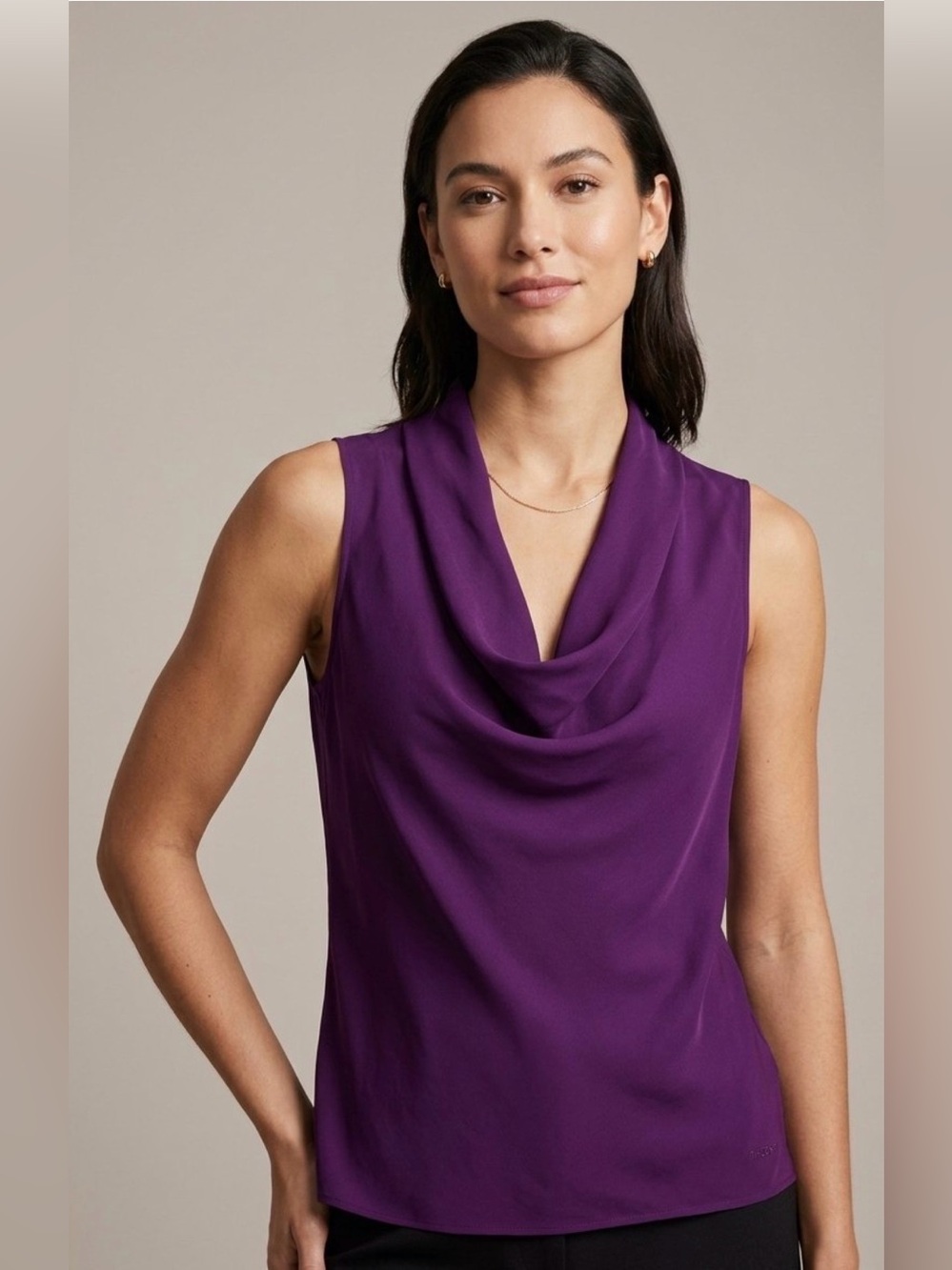 Theory Sleeveless Silk Cowl Neck Camisole - Deep Purple